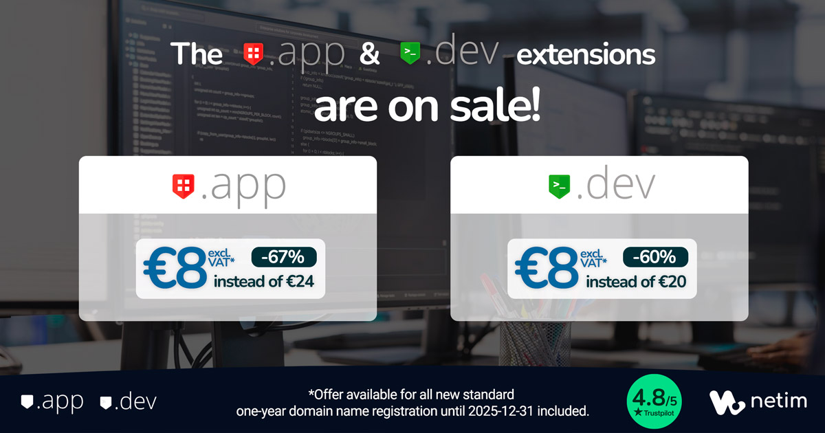 Black Friday Netim Special Offer .APP & .DEV extensions