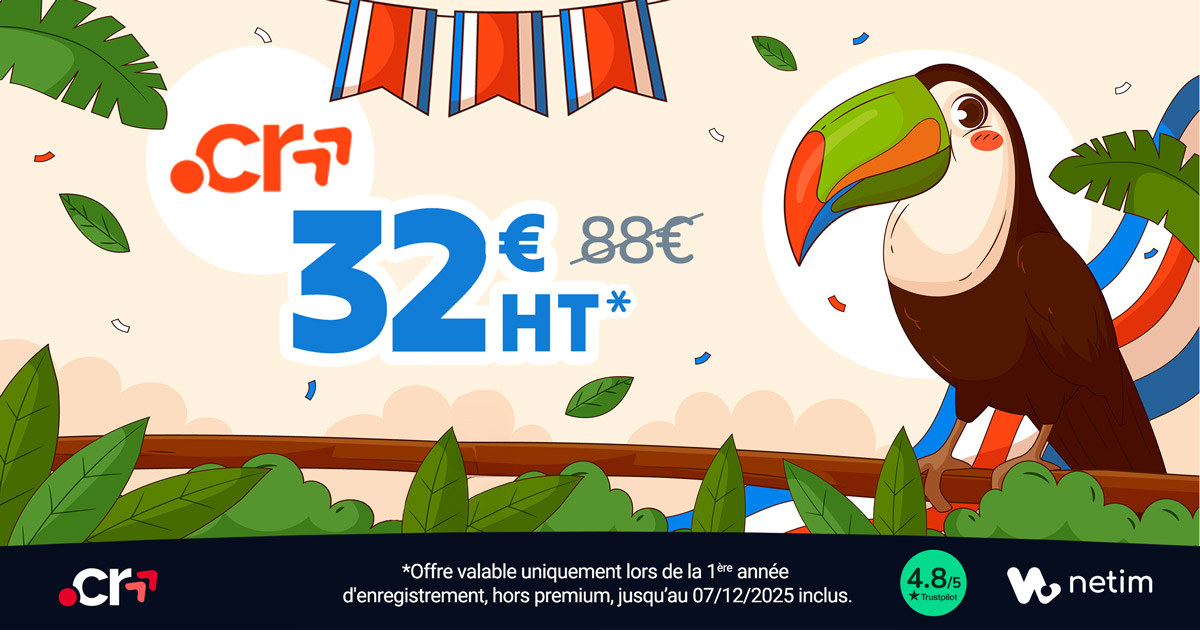 Promotion Black Friday Netim Extension .CR et .CO.CR