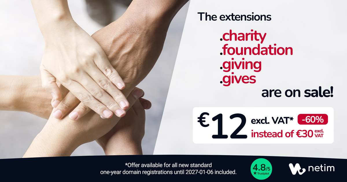 Special offer on .FOUNDATION, .CHARITY, .GIVES & .GIVING 