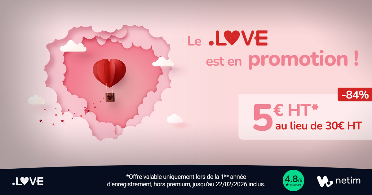 Promotion nom de domaine .love