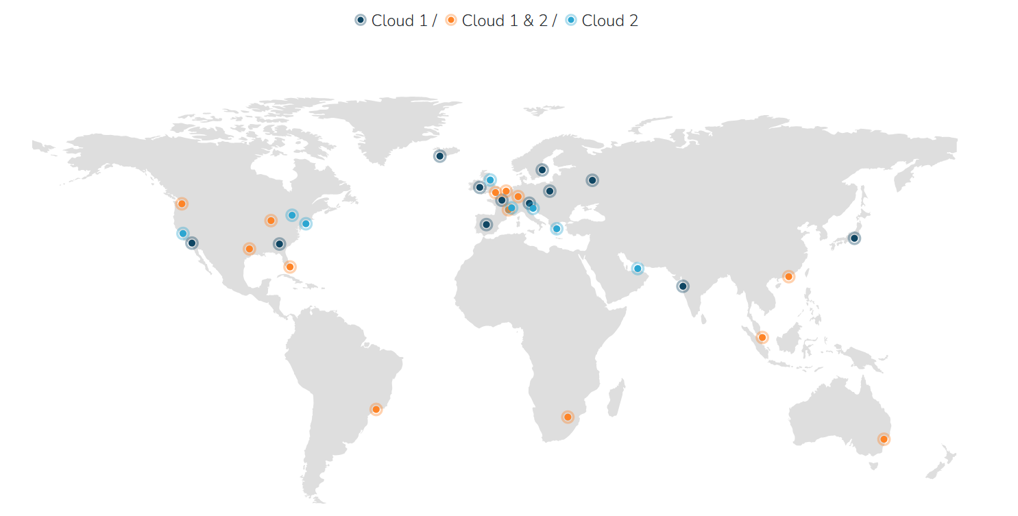 Cartes des serveurs DNS Anycast Netim