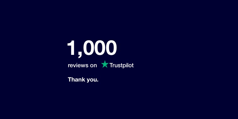 1000 reviews on trustpilot