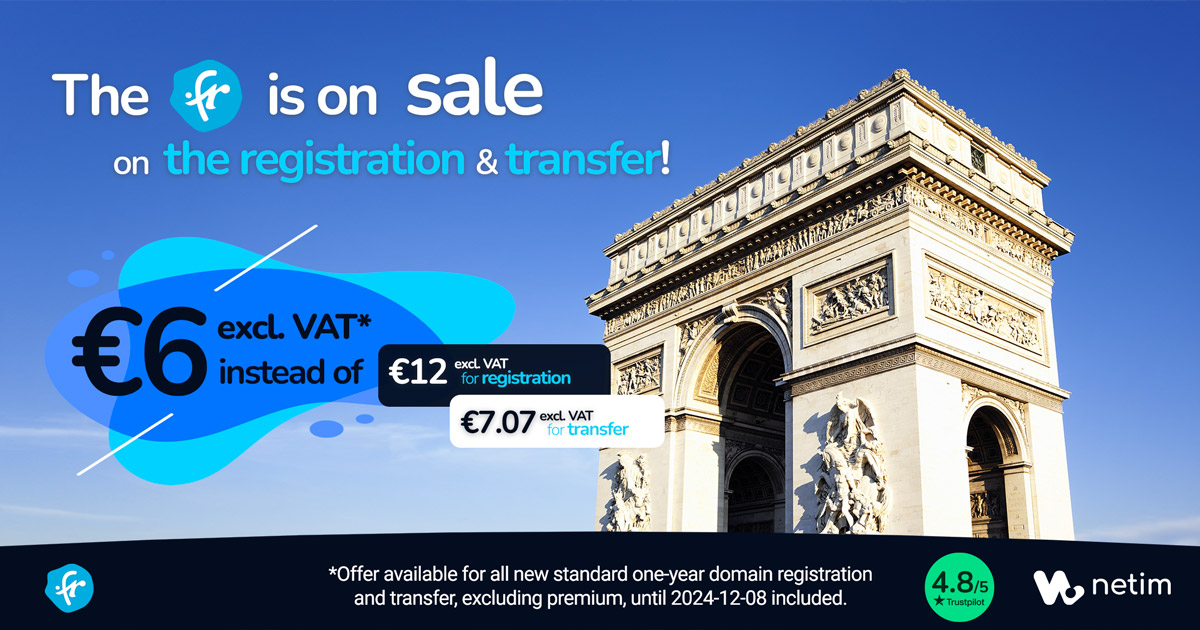 .FR extension is on sale at €6 on the registration and transfer