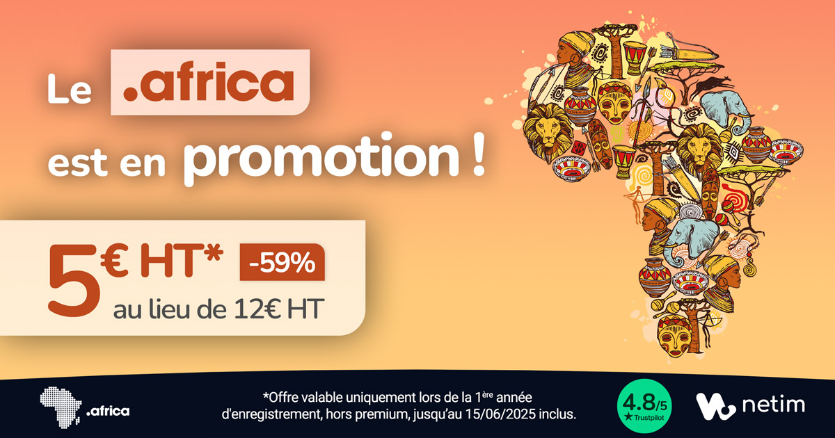 Promotion .AFRICA : Enregistrement à 5€ HT