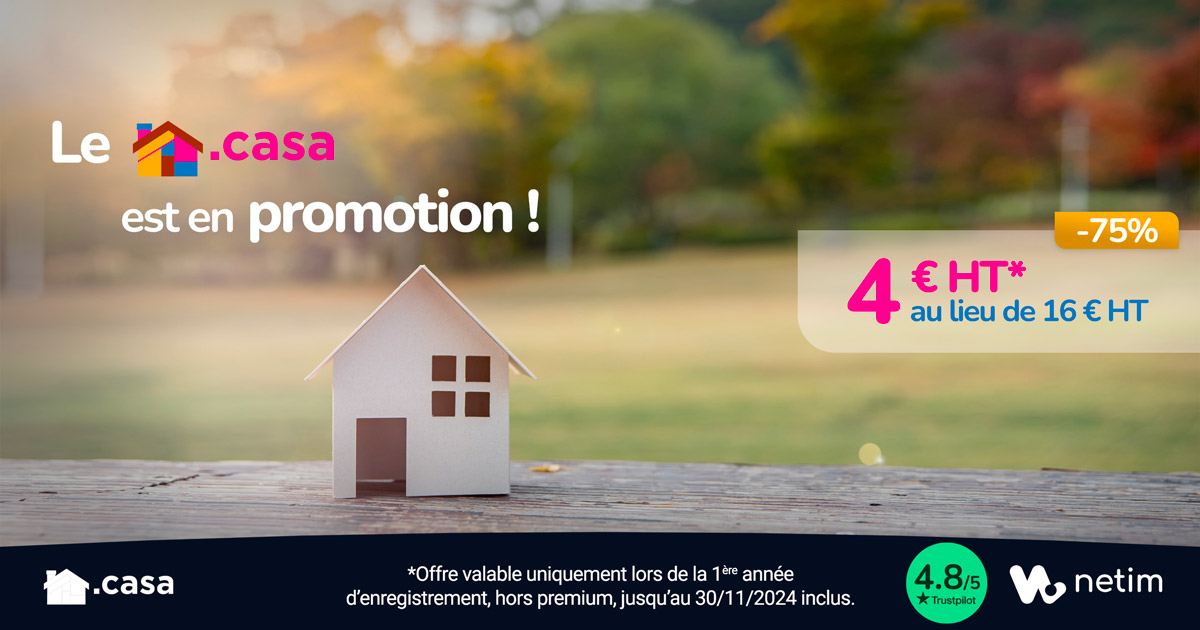 Promotion Black Friday Netim Extension .CASA