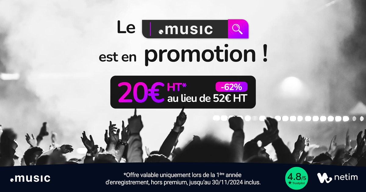 Promotion Black Friday Netim Extension .MUSIC