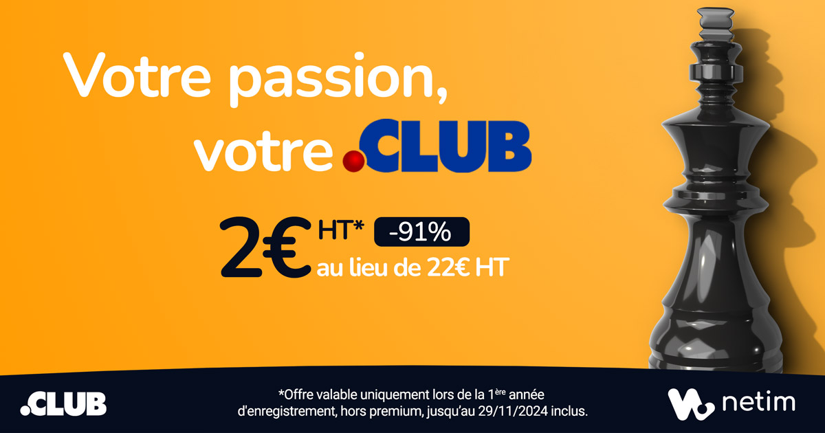 Promotion Black Friday Netim Extension .CLUB 